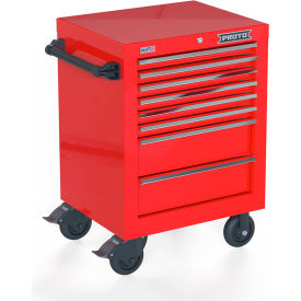 Proto® Single Bank Roller Cabinet W/ 8 Drawers, 27"W x 22-3/8"D x 38-1/2"H, Red