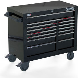 Proto® Double Bank Roller Cabinet W/ 14 Drawers, 42"W x 22-3/8"D x 38-1/2"H, Black