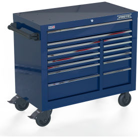 Proto® Double Bank Roller Cabinet W/ 14 Drawers, 42"W x 22-3/8"D x 38-1/2"H, Blue
