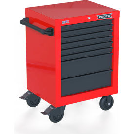 Proto® Single Bank Roller Cabinet W/ 8 Drawers, 27"W x 22-3/8"D x 38-1/2"H, Red & Gray