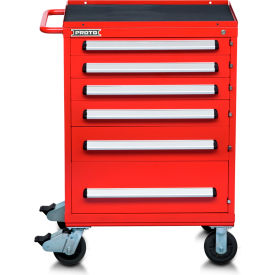 Proto® 560S Roller Cabinet W/ 6 Drawers, 30"W x 21-3/8"D x 42-1/2"H, Red