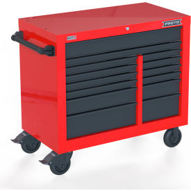 Proto® Double Bank Roller Cabinet W/ 14 Drawers, 42"W x 22-3/8"D x 38-1/2"H, Red & Gray