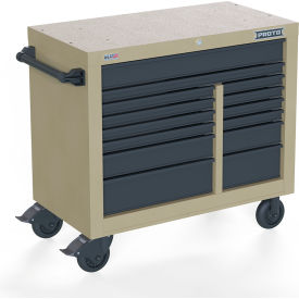 Proto® Double Bank Roller Cabinet W/ 14 Drawers, 42"W x 22-3/8"D x 38-1/2"H, Tan