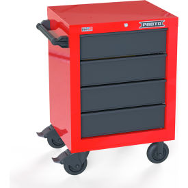 Proto® Single Bank Roller Cabinet W/ 4 Drawers, 27"W x 22-3/8"D x 38-1/2"H, Red & Gray