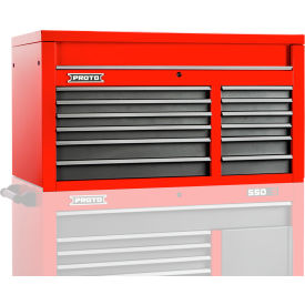 Proto® 550S Top Chest W/ 12 Drawers, 50"W x 25-1/4"D x 27"H, Red & Gray