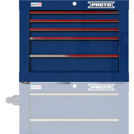 Proto® Single Bank Short Top Chest W/ 5 Drawers, 27"W x 22-3/8"D x 20-1/5"H, Blue