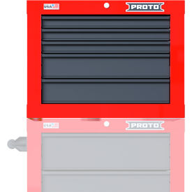 Proto® Single Bank Short Top Chest W/ 5 Drawers, 27"W x 22-3/8"D x 20-1/5"H, Red & Gray