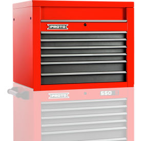 Proto® 550S Top Chest W/ 6 Drawers, 34"W x 25-1/4"D x 27"H, Red