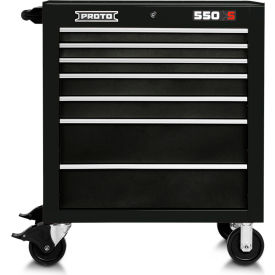 Proto® Roller Cabinet W/ 7 Drawers, 34"W x 25-1/4"D x 41"H, Black
