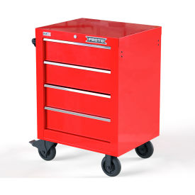 Proto® Single Bank Roller Cabinet W/ 4 Drawers, 27"W x 22-3/8"D x 38-1/2"H, Red