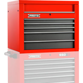 Proto® Top Chest W/ 5 Drawers, 34"W x 25-1/4"D x 27"H, Red & Gray
