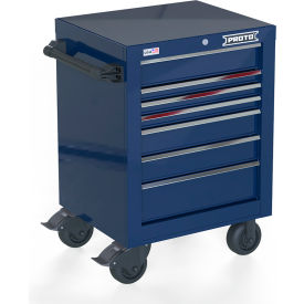 Proto® Single Bank Roller Cabinet W/ 7 Drawers, 27"W x 22-3/8"D x 38-1/2"H, Blue