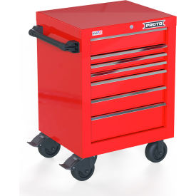 Proto® Single Bank Roller Cabinet W/ 7 Drawers, 27"W x 22-3/8"D x 38-1/2"H, Red