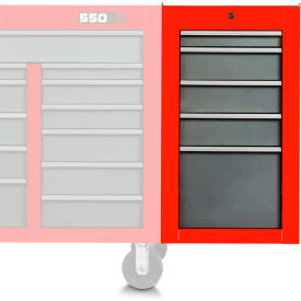 Proto® 550S Side Cabinet W/ 5 Drawers, 25-1/4"D x 34"H, Red