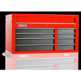 Proto® 550S Top Chest W/ 8 Drawers, 50"W x 25-1/4"D x 27"H, Red & Gray