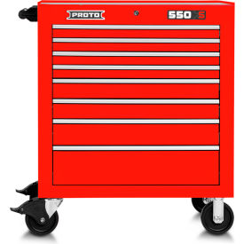 Proto® Roller Cabinet W/ 8 Drawers, 34"W x 25-1/4"D x 41"H, Red