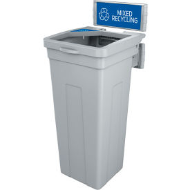 Rise Single Waste Container W/Signage, 13-11/16"W x 12-7/8"D x 27-1/2"H, Gray