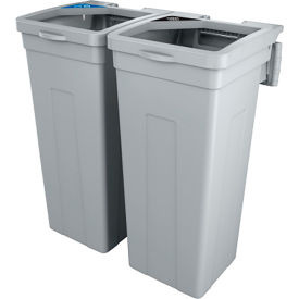Rise Cans & Bottles Double Waste Container, 13-11/16"Wx12-7/8"Dx27-1/2"H, Gray