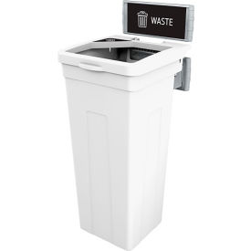 Rise Single Waste Container W/ Signage, 13-11/16"W x 12-7/8"D x 27-1/2"H, White