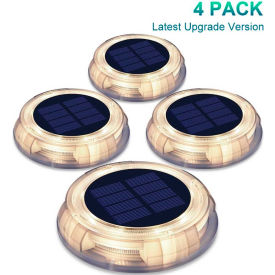 Solar Powered Round Garden Decoration Dusk to Dawn Light, Warm White LED, Pack of 4