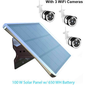 100W Solar Panel Off-Grid Power Generator 650WH  12/VDC Output & 3 WiFi IPCs