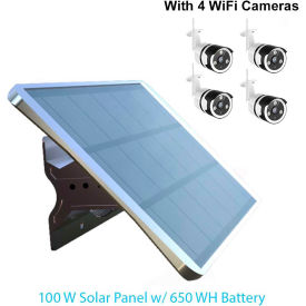 100W Solar Off-Grid Power Generator 650WH Lithium Battery 12VDC Output & 4 WiFi IPCs