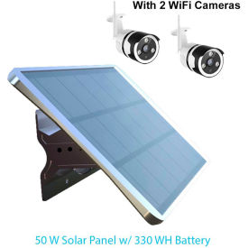 70W Solar Off-Grid Power Generator 330WH Lithium Battery 12VDC Output & 2 WiFi IPCs