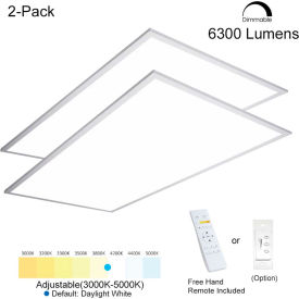 2x4ft 50W 6500 LM LED Ceiling Panel Troffer Light 3000-5000K CCT Dim w/ Remote, 4 PK