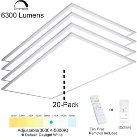 2x4ft 50W 6500 LM LED Ceiling Panel Troffer Light 3000-5000K CCT Dim w/ Remote 20 PK