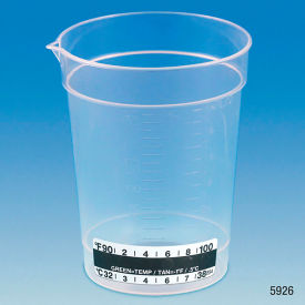 Graduated Specimen Container With Pour Spout, 6.5 oz., Thermometer Strip, Polypropylene, 500/Pack