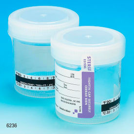 Drug Test Container, 90mL, Sterile, Tab-Seal ID Label & Celsius Thermometer Strip, 300/Pack