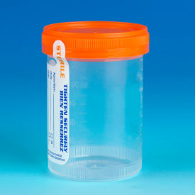 Graduated Tite-Rite Container, 120mL (4 oz.), Sterile, Orange Screw Cap, ID Label, 100/Pack