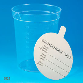 Graduated Specimen Container With Pour Spout, 6.5 oz., Paper Lid, Polypropylene, 500/Pack