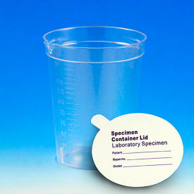 Graduated Specimen Container With Pour Spout, 6.5 oz., Paper Lid, Polystyrene, 500/Pack