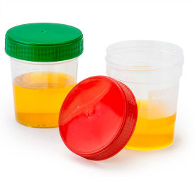 Graduated Specimen Container, 4 oz., Green Screwcap, Frosted Writing Area, Polypropylene, 500/Pack