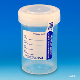 Graduated Container, 90mL (3 oz.), Sterile, White Screw Cap and ID Label, 400/Pack