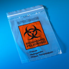 Biohazard Specimen Transport Bag, 6" x 9", Zipper, Score Line, Document Pouch, 1000/Pack