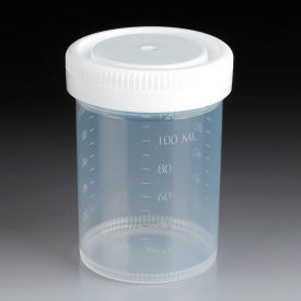 Graduated Container, 120mL (4 oz.), Polypropylene, 53mm Opening, White Screwcap, 300/Pack