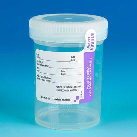 Graduated Container, 120mL (4 oz.), Sterile, Natural Screw Cap, ID Label, Tab Seal, 300pk