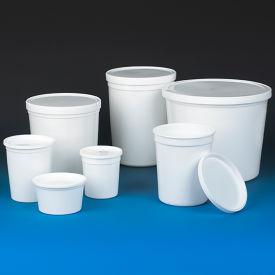 Multi-Purpose Container, 8 oz. (240mL), Polyethylene, Short Style, Snap Lid, White, 100/Pack