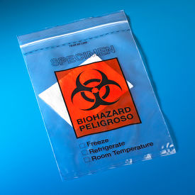 6" x 10" Biohazard Specimen Transport Bag, Zipper, Score Line, Document Pouch, Absorb Pad, 500/Pack