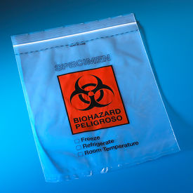 Biohazard Specimen Transport Bag, 8" x 10", Zipper with Score Line and Document Pouch, 1000/Pack