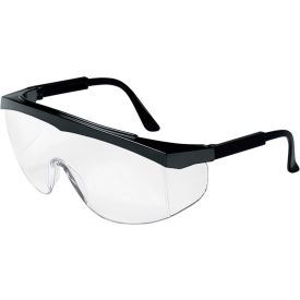 Stratos Safety Glasses, Black Frame, Clear Uncoated Lens