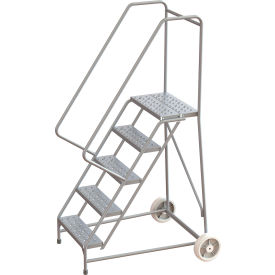 Tri-Arc Wheelbarrow Ladder, 5 Steps, Aluminum, 350 lb. Capacity, 14"D Top Step, 24"W Step