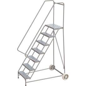 Tri-Arc Wheelbarrow Ladder, 7 Steps, Aluminum, 350 lb. Capacity, 14"D Top Step