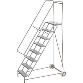 Tri-Arc Wheelbarrow Ladder, 8 Steps, Aluminum, 350 lb. Capacity, 14"D Top Step, 24"W Step