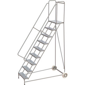 Tri-Arc Wheelbarrow Ladder, 9 Steps, Aluminum, 350 lb. Capacity, 14"D Top Step, 24"W Step