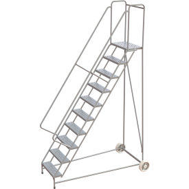 Tri-Arc Wheelbarrow Ladder, 10 Steps, Aluminum, 350 lb. Capacity, 14"D Top Step, 24"W Step