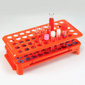 Grip Rack, Rack with Tube Grippers and Tube Eject For up to 15mm Tubes, 50-Place, Orange