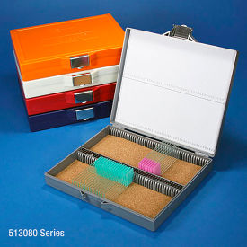 Slide Box For 100 Slides, Cork Lined, Stainless Steel Lock, Dark Gray
